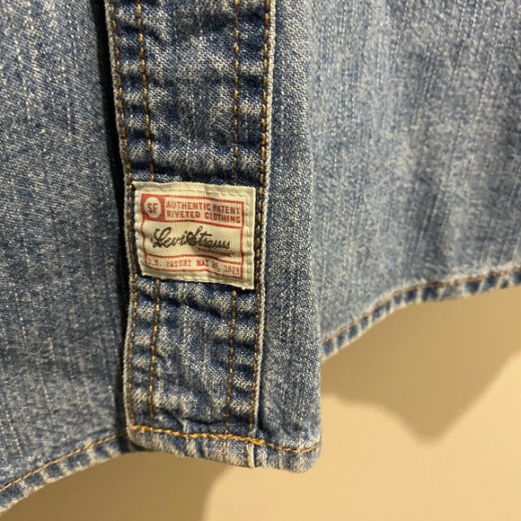 LEVI’S Rivet Wear SS Denim Button-Up Shirt - Mens L, All Cotton - Picture 3 of 6